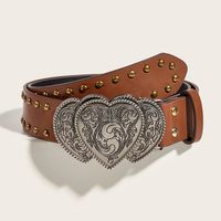Casual Heart Shape Pu Leather Iron Plating Women's Leather Belts sku image 4