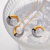 Ig Style Horns Stainless Steel Plating 18k Gold Plated Earrings Necklace main image 3