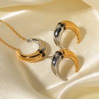 Ig Style Horns Stainless Steel Plating 18k Gold Plated Earrings Necklace main image 1