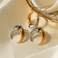 Ig Style Horns Stainless Steel Plating 18k Gold Plated Earrings Necklace main image 5