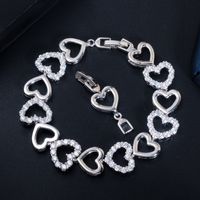 Elegant Sweet Heart Shape Brass Hollow Out Inlay Zircon Gold Plated Bracelets main image 4