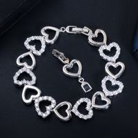 Elegant Sweet Heart Shape Brass Hollow Out Inlay Zircon Gold Plated Bracelets sku image 2