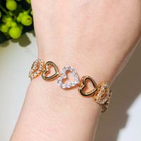 Elegant Sweet Heart Shape Brass Hollow Out Inlay Zircon Gold Plated Bracelets main image 3