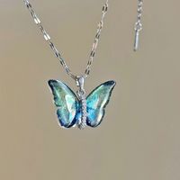 Modern Style Butterfly Alloy Titanium Steel Plating Pendant Necklace main image 2
