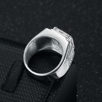 Hip-hop Geometric Stainless Steel Plating Inlay Zircon Men's Rings main image 5