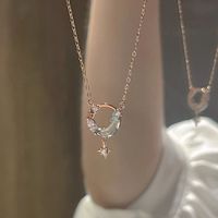 Sweet Moon Sterling Silver Zircon Pendant Necklace In Bulk main image 5