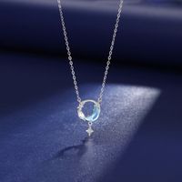 Sweet Moon Sterling Silver Zircon Pendant Necklace In Bulk sku image 2