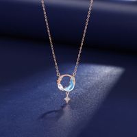 Sweet Moon Sterling Silver Zircon Pendant Necklace In Bulk sku image 1
