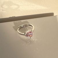 Elegant Sweet Heart Shape Copper Plating Inlay Zircon Open Rings main image 5