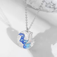 Sweet Moon Fish Tail Moonstone Zircon Sterling Silver Wholesale Rings Necklace sku image 4