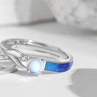 Sweet Moon Fish Tail Moonstone Zircon Sterling Silver Wholesale Rings Necklace sku image 1