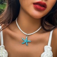 Vacation Beach Simple Style Starfish Resin Korean Velvet Women's Pendant Necklace main image 1