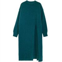 Women's Sweater Dress Casual Round Neck Long Sleeve Solid Color Midi Dress Street main image 2