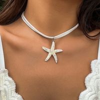 Vacation Beach Simple Style Starfish Resin Korean Velvet Women's Pendant Necklace sku image 2