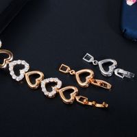 Elegant Sweet Heart Shape Brass Hollow Out Inlay Zircon Gold Plated Bracelets main image 6