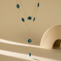 Cute Sweet Simple Style Round Natural Stone Plating Layered Necklaces main image 4