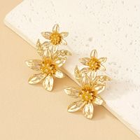 Wholesale Jewelry Luxurious Lady Flower Alloy 14k Gold Plated Plating Ear Studs main image 5