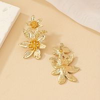 Wholesale Jewelry Luxurious Lady Flower Alloy 14k Gold Plated Plating Ear Studs main image 3