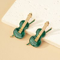 1 Pair Ig Style Retro Lady Violin Plating Inlay Alloy Artificial Pearls 14k Gold Plated Ear Studs main image 4