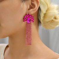 1 Pair Elegant Flower Inlay Copper Alloy Zircon Dangling Earrings main image 2