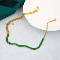 304 Stainless Steel Simple Style Inlay Geometric Zircon Bracelets Necklace main image 3