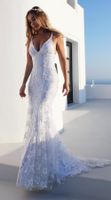 Wedding Dress Elegant Romantic V Neck Sleeveless Solid Color Maxi Long Dress Wedding main image 5