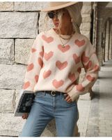 Women's Sweater Long Sleeve Sweaters & Cardigans Jacquard Casual Heart Shape main image 3
