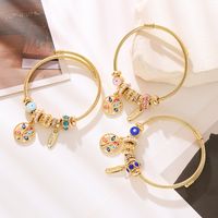 Elegant Cute Round Devil's Eye Tree Alloy Beaded Inlay Artificial Pearls Rhinestones Women's Bangle main image 7