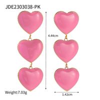 1 Pair Ig Style Sweet Heart Shape Enamel Plating Stainless Steel 18k Gold Plated Drop Earrings sku image 2