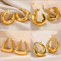 1 Pair Vintage Style Solid Color Irregular Plating Stainless Steel 18k Gold Plated Ear Studs main image 1