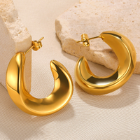 1 Pair Vintage Style Solid Color Irregular Plating Stainless Steel 18k Gold Plated Ear Studs main image 3