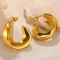 1 Pair Vintage Style Solid Color Irregular Plating Stainless Steel 18k Gold Plated Ear Studs sku image 2