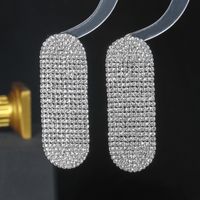 1 Pair Modern Style Solid Color Plating Rhinestone Silver Plated Drop Earrings main image 5