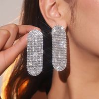 1 Pair Modern Style Solid Color Plating Rhinestone Silver Plated Drop Earrings main image 1