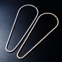 Elegant Hip-hop Simple Style Round Copper Plating Inlay Zircon White Gold Plated Gold Plated Necklace main image 1
