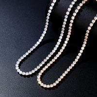 Elegant Hip-hop Simple Style Round Copper Plating Inlay Zircon White Gold Plated Gold Plated Necklace main image 4