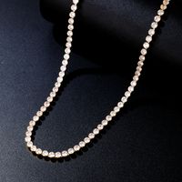 Elegant Hip-hop Simple Style Round Copper Plating Inlay Zircon White Gold Plated Gold Plated Necklace main image 3