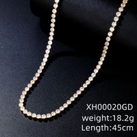 Elegant Hip-hop Simple Style Round Copper Plating Inlay Zircon White Gold Plated Gold Plated Necklace sku image 1