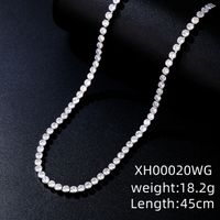 Elegant Hip-hop Simple Style Round Copper Plating Inlay Zircon White Gold Plated Gold Plated Necklace sku image 2
