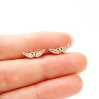 1 Pair Simple Style Wings Polishing Stainless Steel 18k Gold Plated Ear Studs main image 4