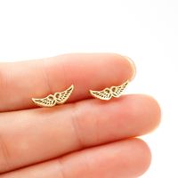 1 Pair Simple Style Wings Polishing Stainless Steel 18k Gold Plated Ear Studs sku image 3