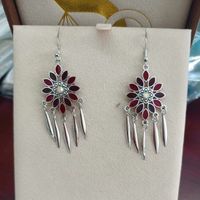 1 Pair Ethnic Style Flower Metal Plating Women's Drop Earrings sku image 5