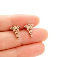 1 Pair Casual Pastoral Solid Color Wings Polishing Stainless Steel 18k Gold Plated Ear Studs main image 5