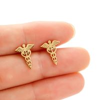 1 Pair Casual Pastoral Solid Color Wings Polishing Stainless Steel 18k Gold Plated Ear Studs main image 1