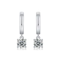 Simple Style Solid Color Sterling Silver Inlay Moissanite Drop Earrings sku image 1