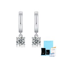 Simple Style Solid Color Sterling Silver Inlay Moissanite Drop Earrings sku image 2
