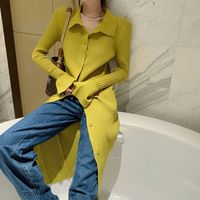 Women's Shirt Dress Casual Simple Style Turndown Long Sleeve Solid Color Midi Dress Daily Street main image 7