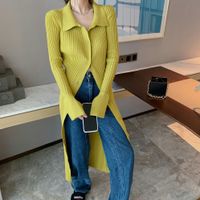 Women's Shirt Dress Casual Simple Style Turndown Long Sleeve Solid Color Midi Dress Daily Street main image 8