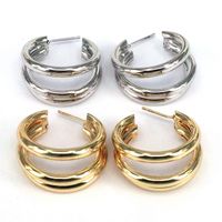 1 Piece Vintage Style Geometric Solid Color Plating Copper Gold Plated Silver Plated Hoop Earrings main image 4