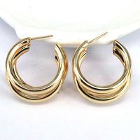 1 Piece Vintage Style Geometric Solid Color Plating Copper Gold Plated Silver Plated Hoop Earrings main image 5